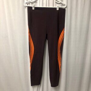 Spanx Every Wear Contour Stripe Leggings Size Large Burgundy Orange Active Pants